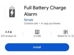how to set full battery alarm alert in mobile